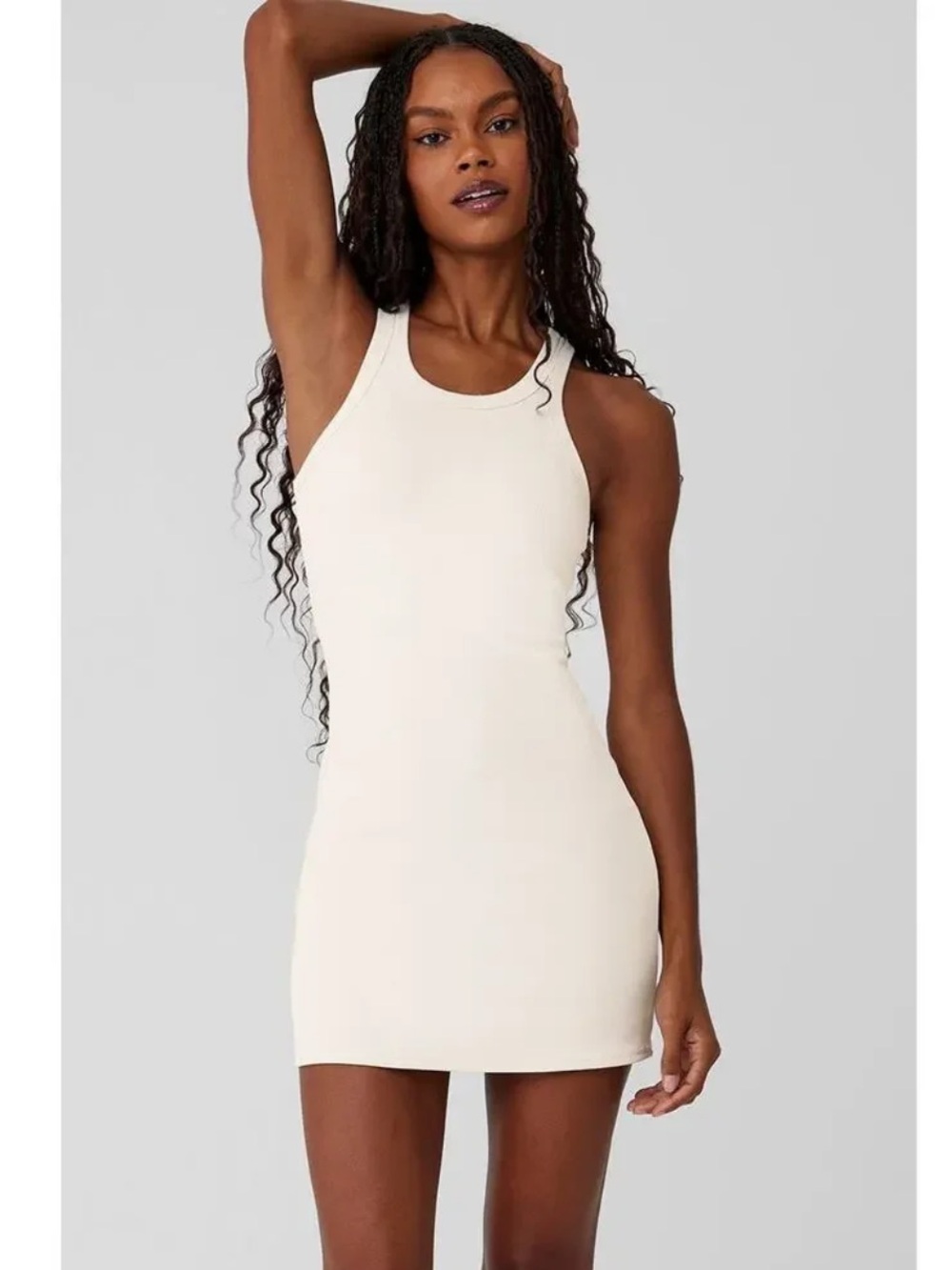 ALO Yoga Cream Racerback Mini Dress
